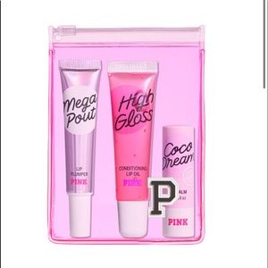 VS~PINK🎉Set of 3 & Pouch!🎉Lip Care Kit & Pouch🎉